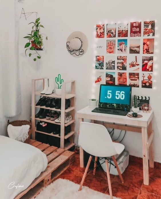 Teenager Bedroom with Stickable Photos Tiles